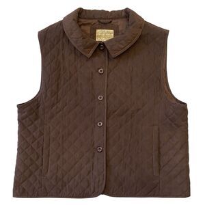 Cabela's Outerwear Vest Women's 2XL Brown Quilted Polyester Button Up Lined Warm